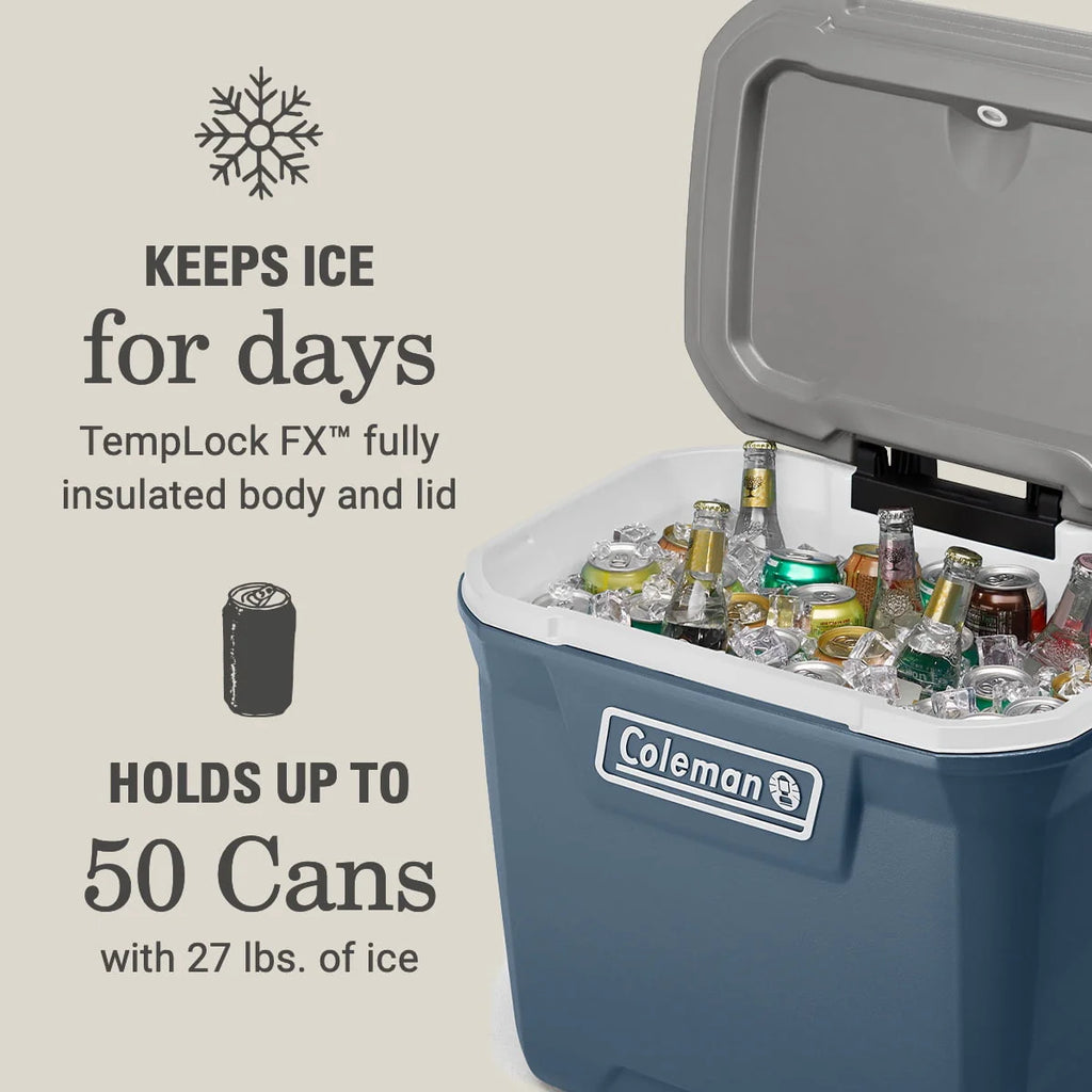 Coleman 316 Series 60QT Hard Chest Wheeled Cooler, Lakeside Blue E39508