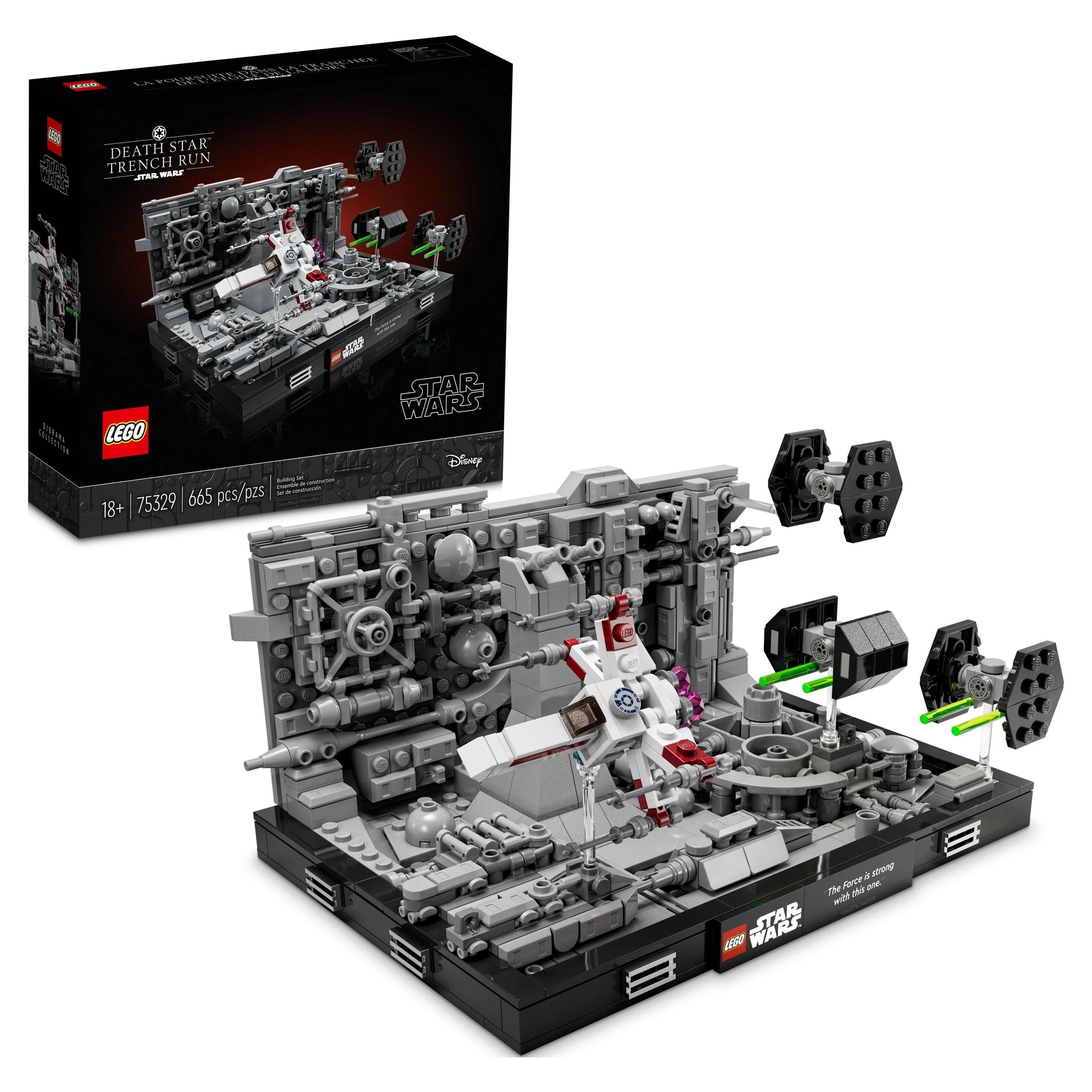 LEGO Star Wars Death Star Trench Run Diorama 75329 Set for Adults, Room D��cor Memorabilia Gift with Darth Vader's TIE Advanced fighter