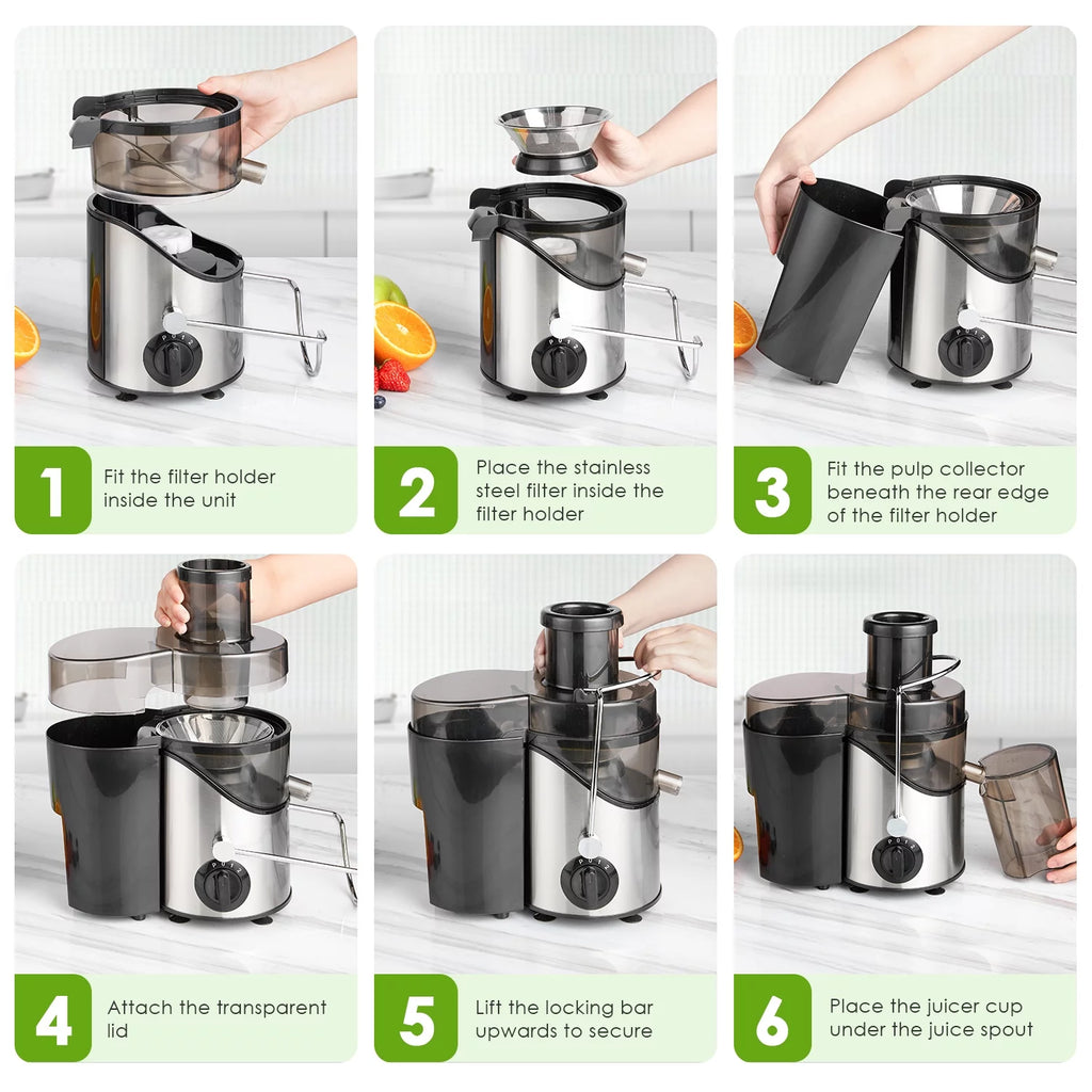 Stainless Steel Juicer Extractor, 3 Speeds, Easy Clean W83873