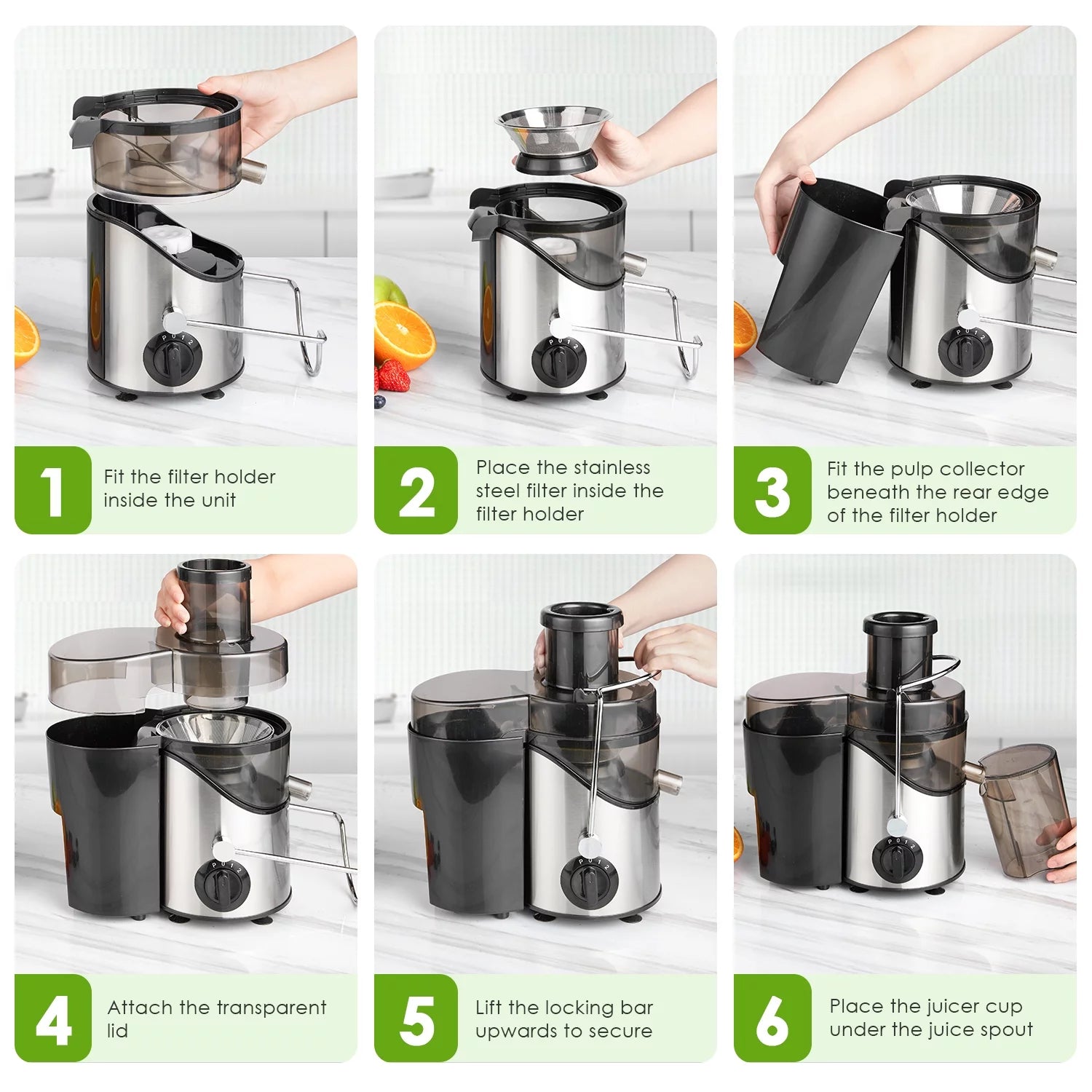 Stainless Steel Juicer Extractor, 3 Speeds, Easy Clean W83873