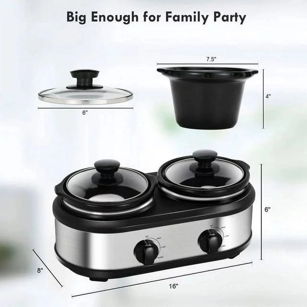 CozyHom 2.5QT Dual Pot Slow Cooker with Adjustable Temp R17780