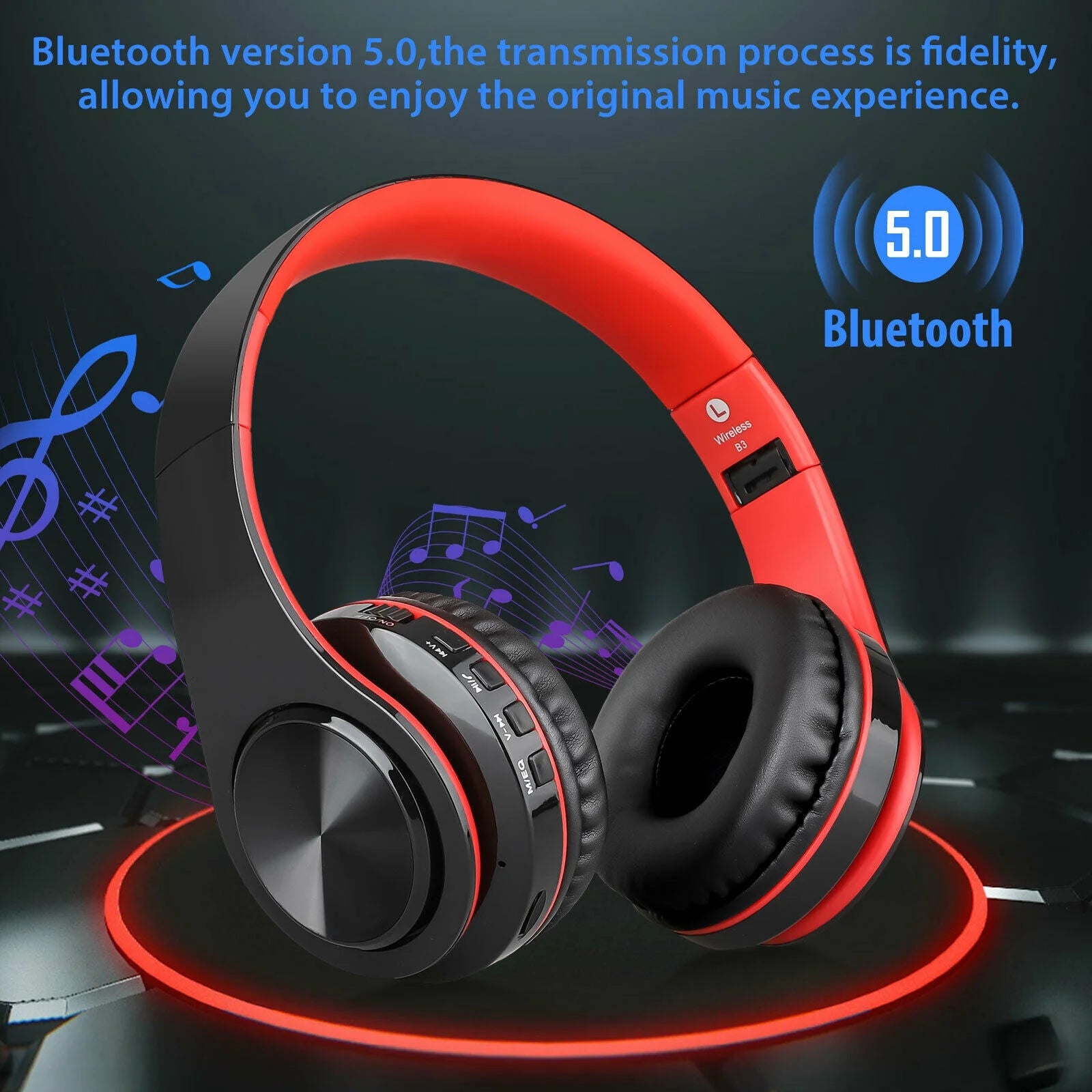 Wireless Over-Ear Headset with Mic, Foldable Wired Headphones Z151