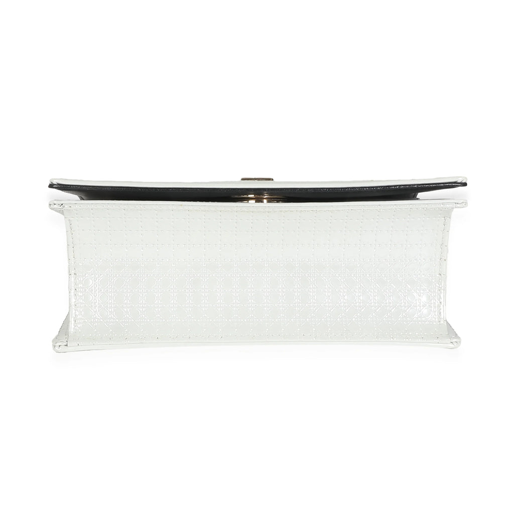Christian Dior White Micro Cannage Patent Small Diorama Flap Bag H47033