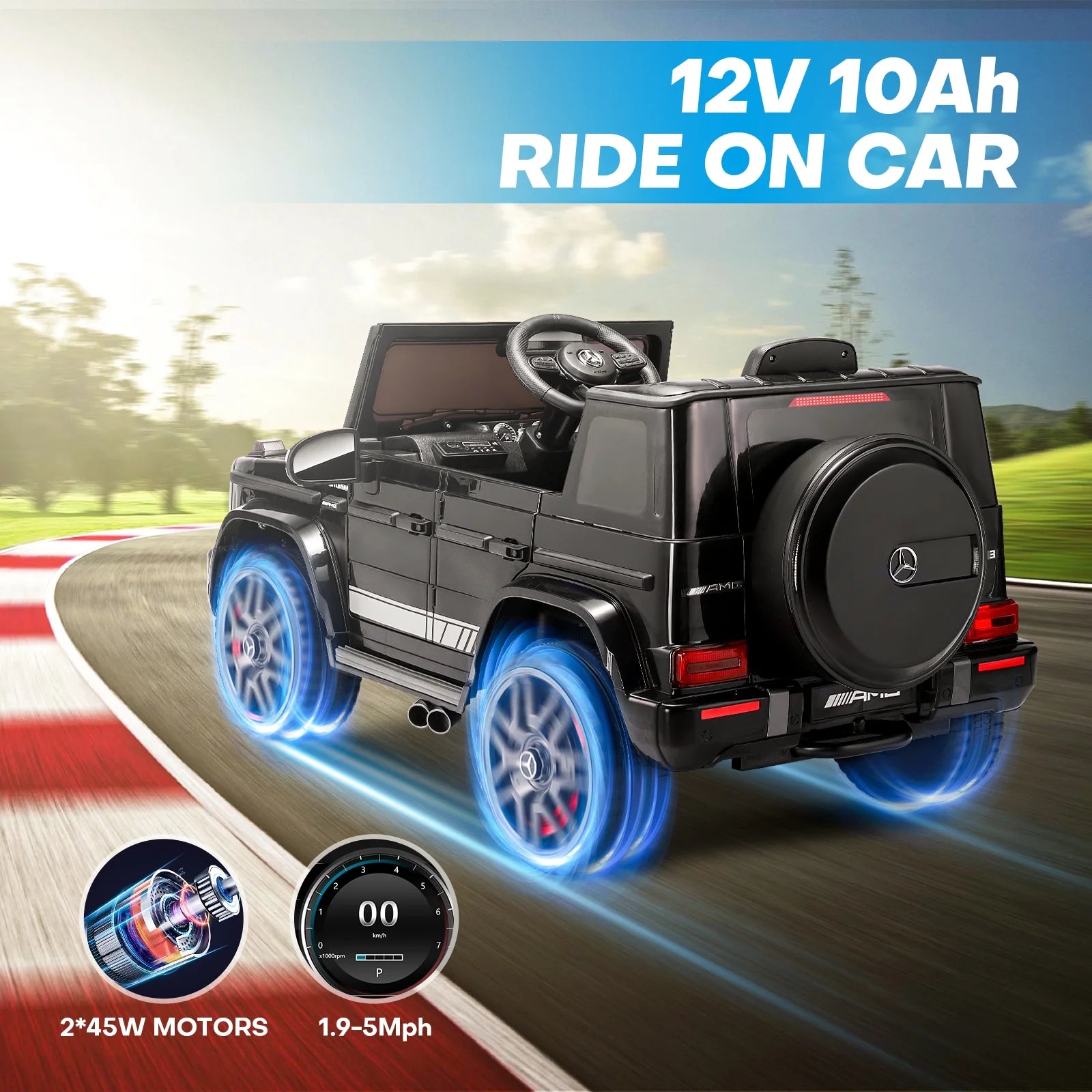 TEOAYEAH Mercedes-Benz G63 Kids Ride on Car, 12V with Remote, Black Z291734