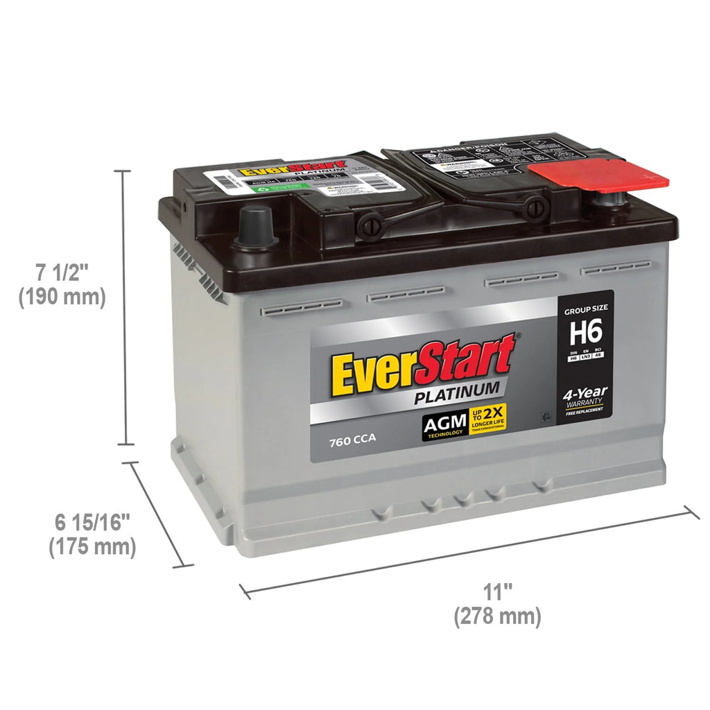 EverStart Platinum AGM Automotive Battery Group Size H6 12V 760 CCA K87043