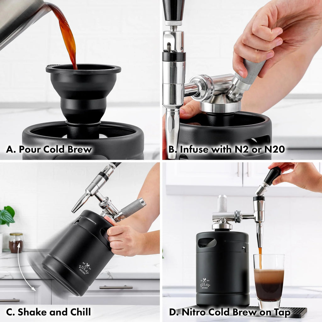 Zulay Kitchen 1 Gallon Cold Brew Coffee Maker with Glass Pitcher and Steel Filter S311521