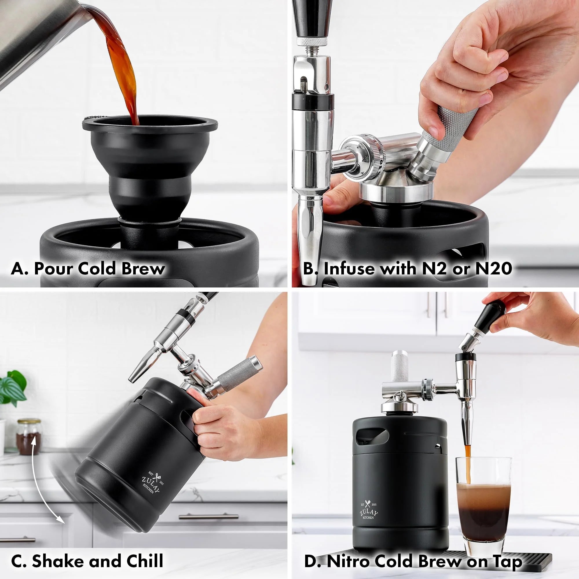 Zulay Kitchen 1 Gallon Cold Brew Coffee Maker with Glass Pitcher and Steel Filter S311521