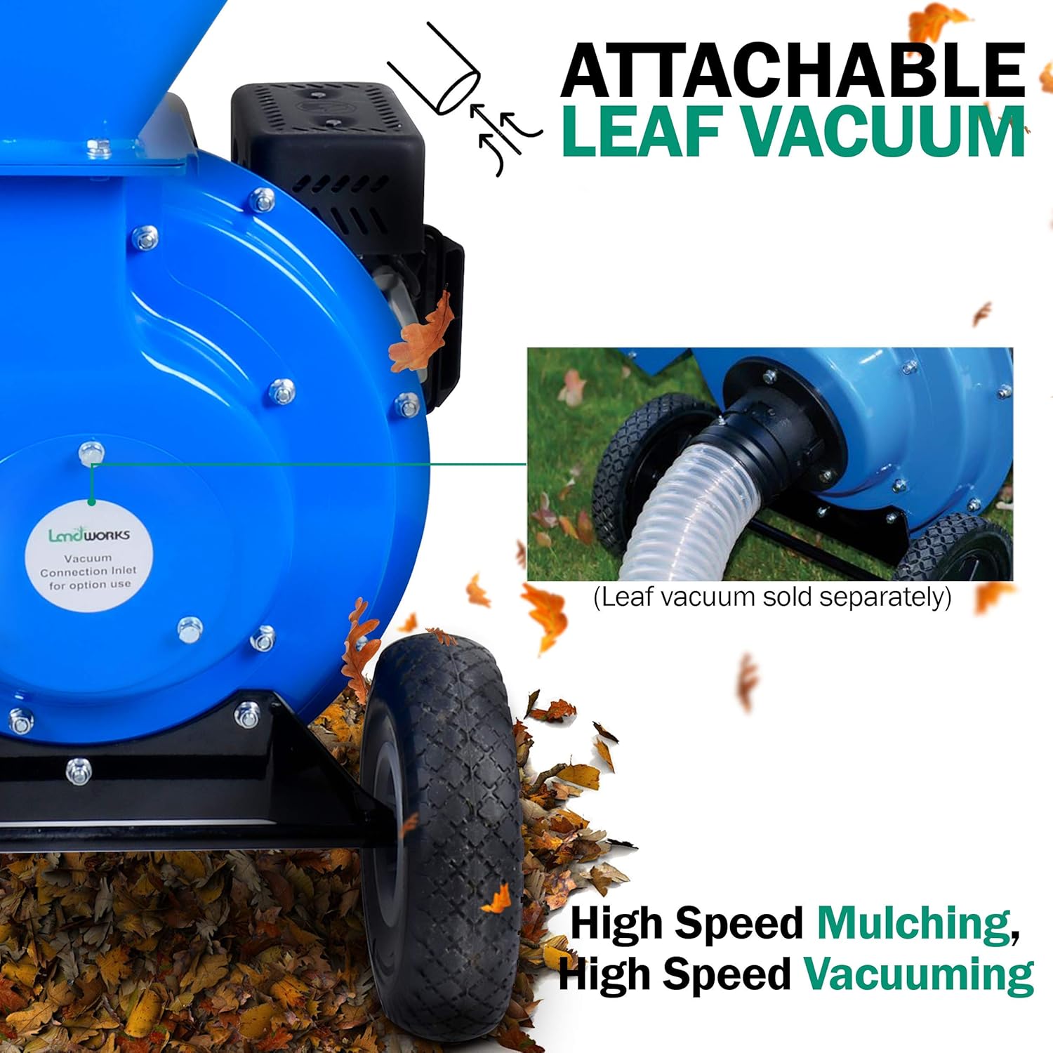 Landworks Wood Chipper Shredder Mulcher 7HP 3 in 1 T881593