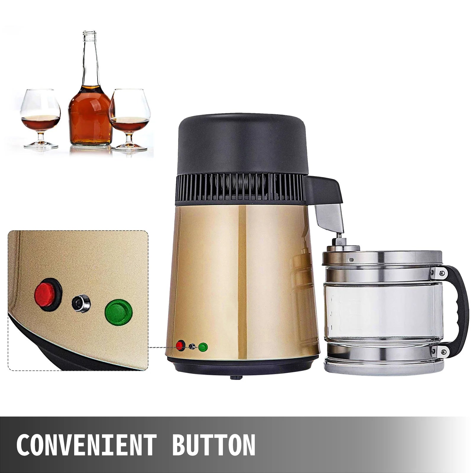 BENTISM Countertop Water Distiller Machine 4L Stainless Steel Purifier I52049