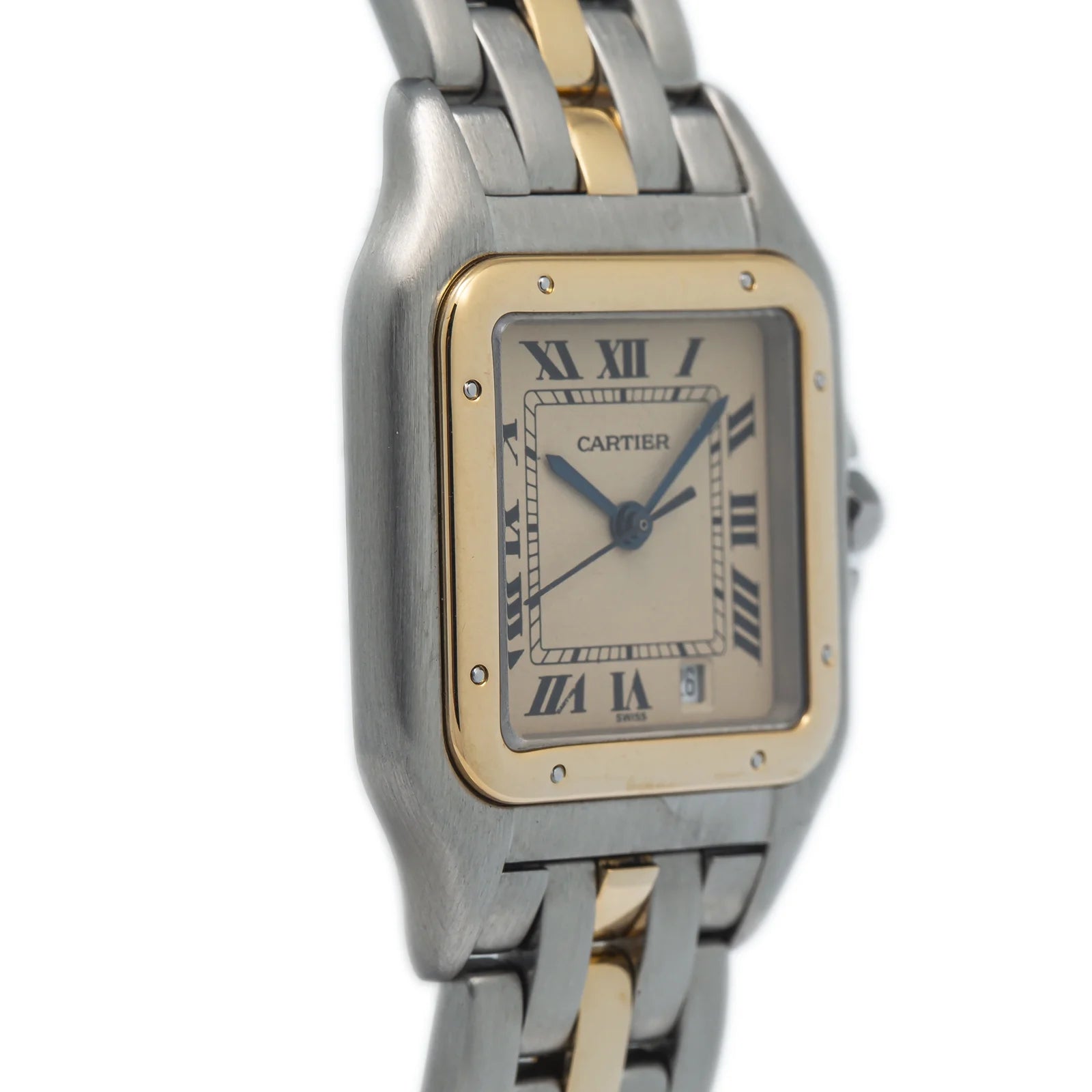 Cartier Panthere 18k Yellow Two Tone Quartz White Dial Watch 27mm C396