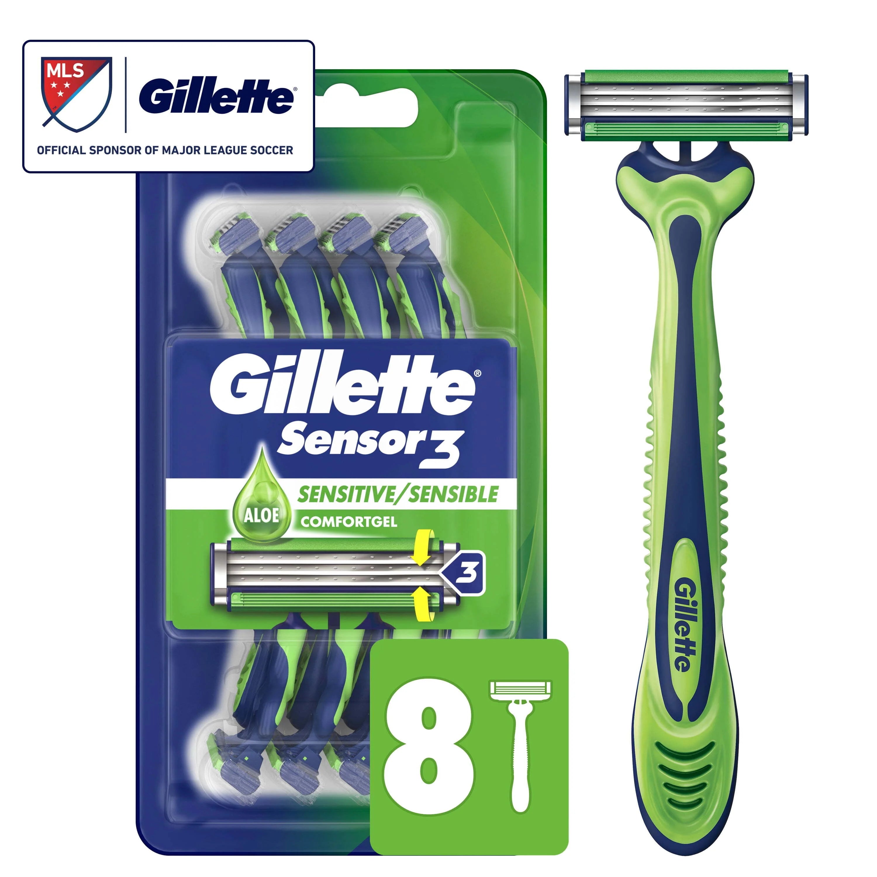 Gillette Sensor3 Sensitive Men's Disposable Razor, 4 Count Q736