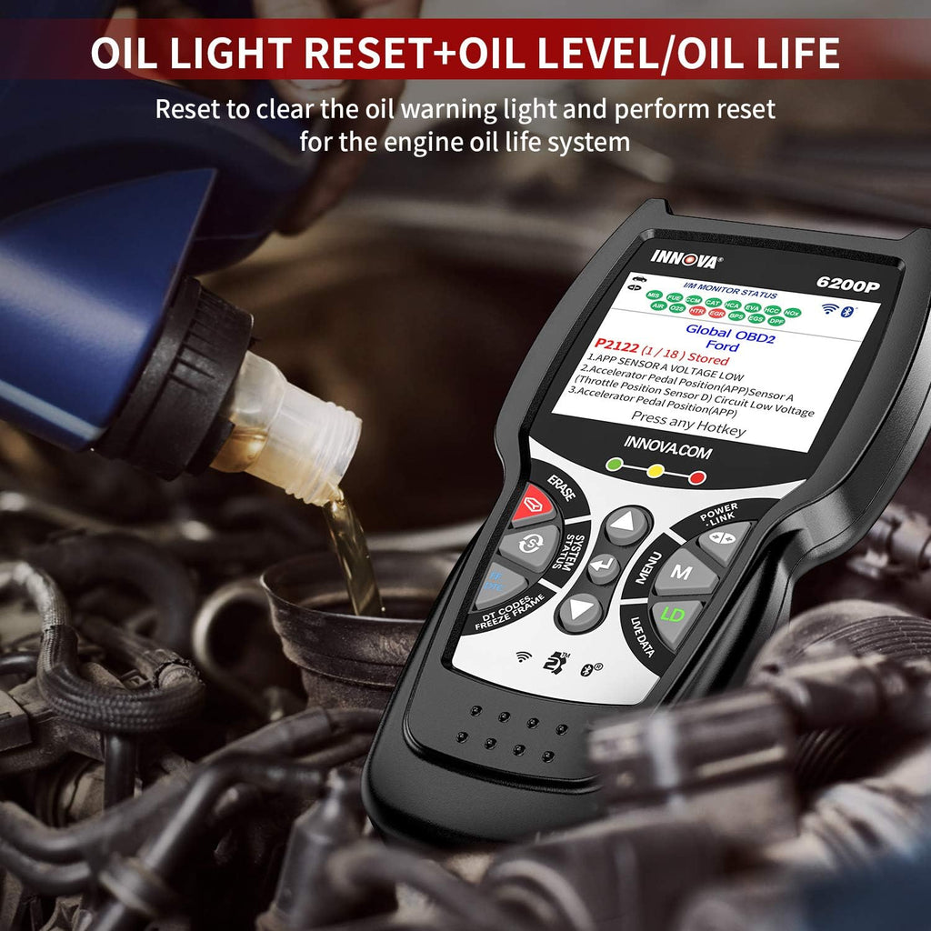 Innova 6200P OBD2 Scanner ABS SRS Transmission Code Reader with Battery Registration R254986