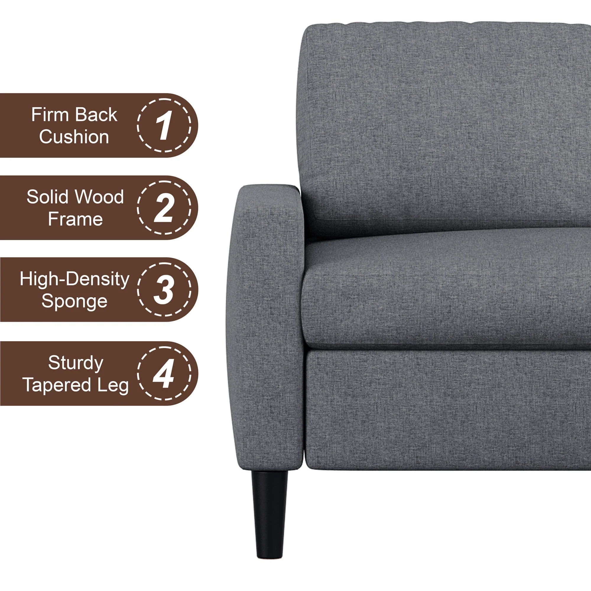 Walsunny Convertible Sectional Sofa Couch, L-Shaped with Reversible Chaise, Grayish Black A704