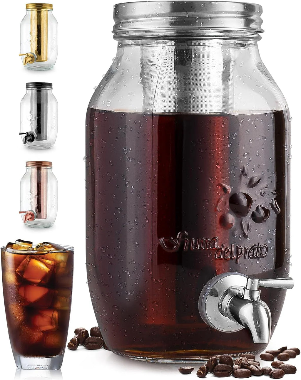 Zulay Kitchen 1 Gallon Cold Brew Coffee Maker with Glass Pitcher and Steel Filter S311521
