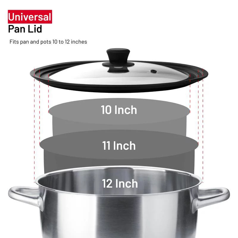 Universal Tempered Glass Lid for Pots and Pans, Fits 10-12 Inch Cookware O948489