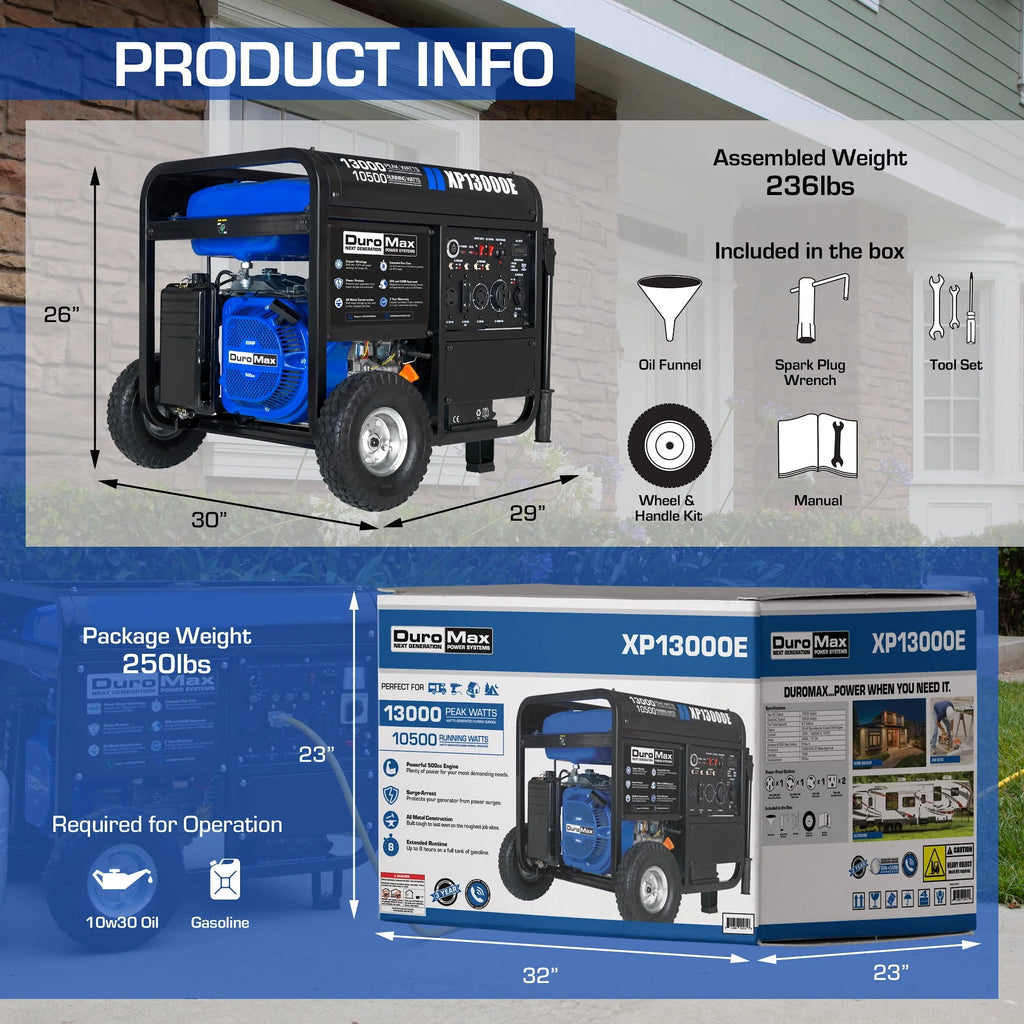 DuroMax XP13000E 13,000 Watt Portable Gas Generator Y15067