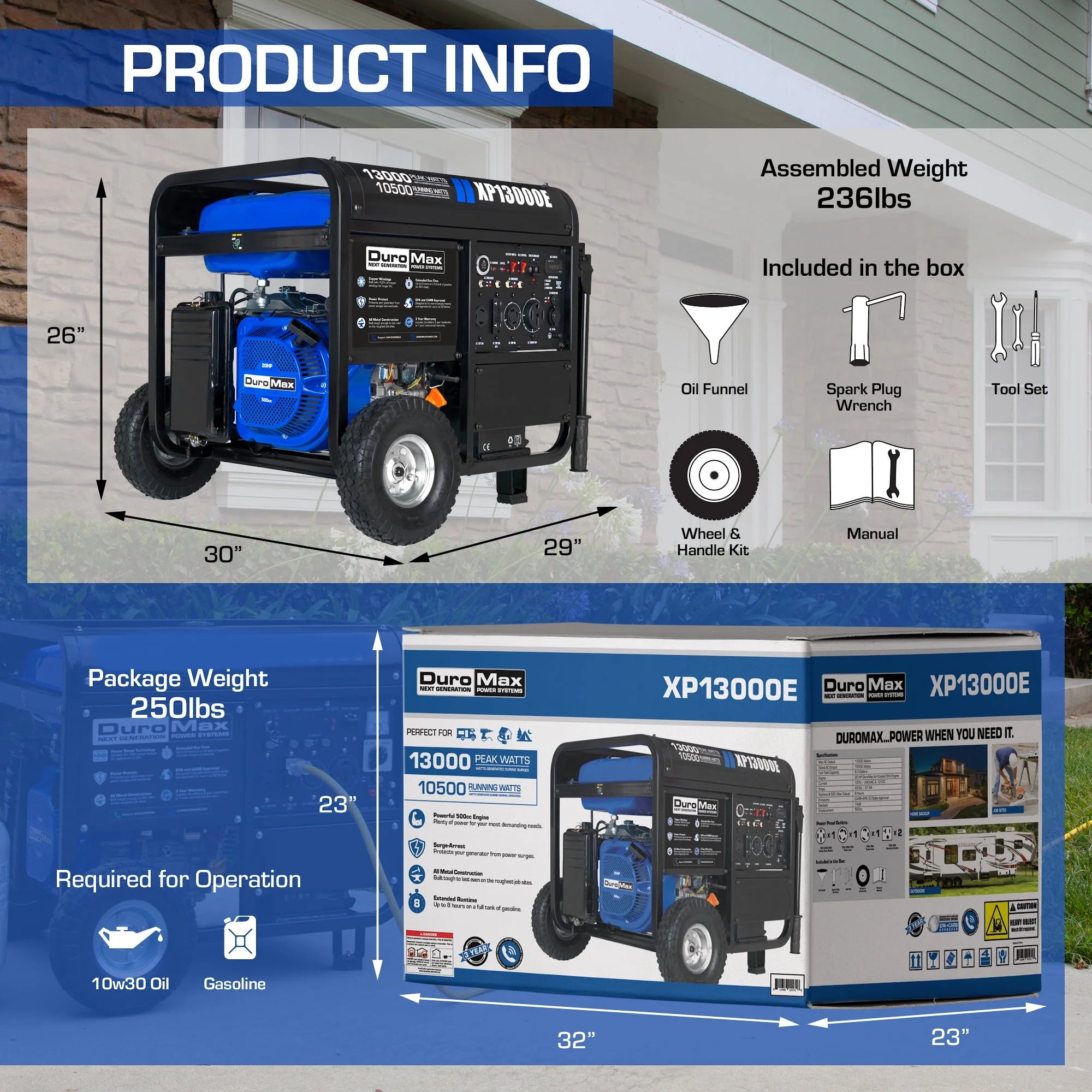 DuroMax XP13000E 13,000 Watt Portable Gas Generator Y15067