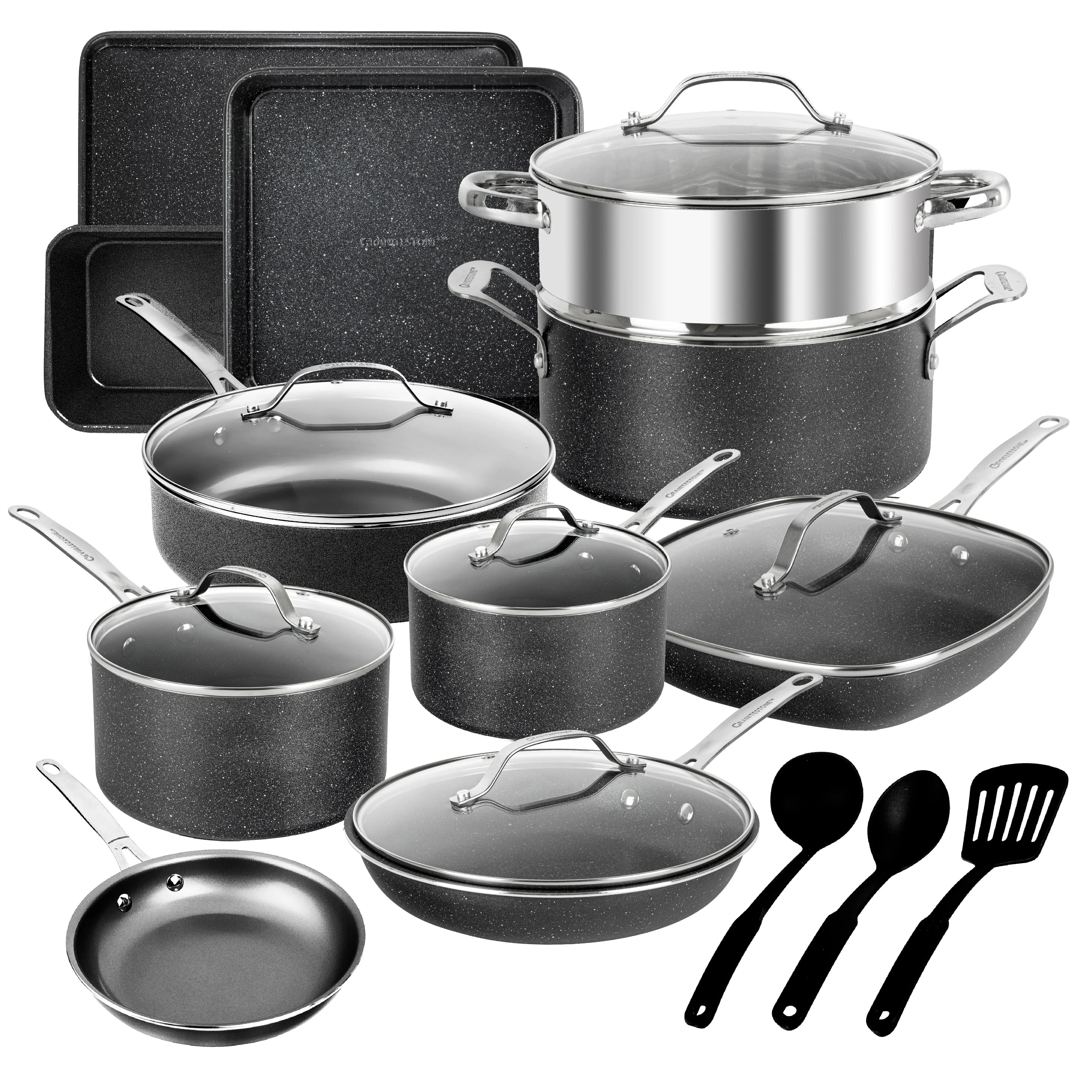 Granite Stone Pots and Pans Set 20 Piece Complete Cookware Bakeware Set Nonstick Dishwasher Oven Safe Blue