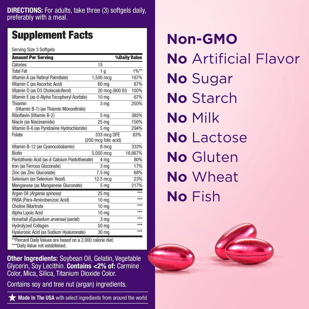 Nature's Bounty Advanced Hair Skin & Nail Biotin Softgels, 150 Count E9676