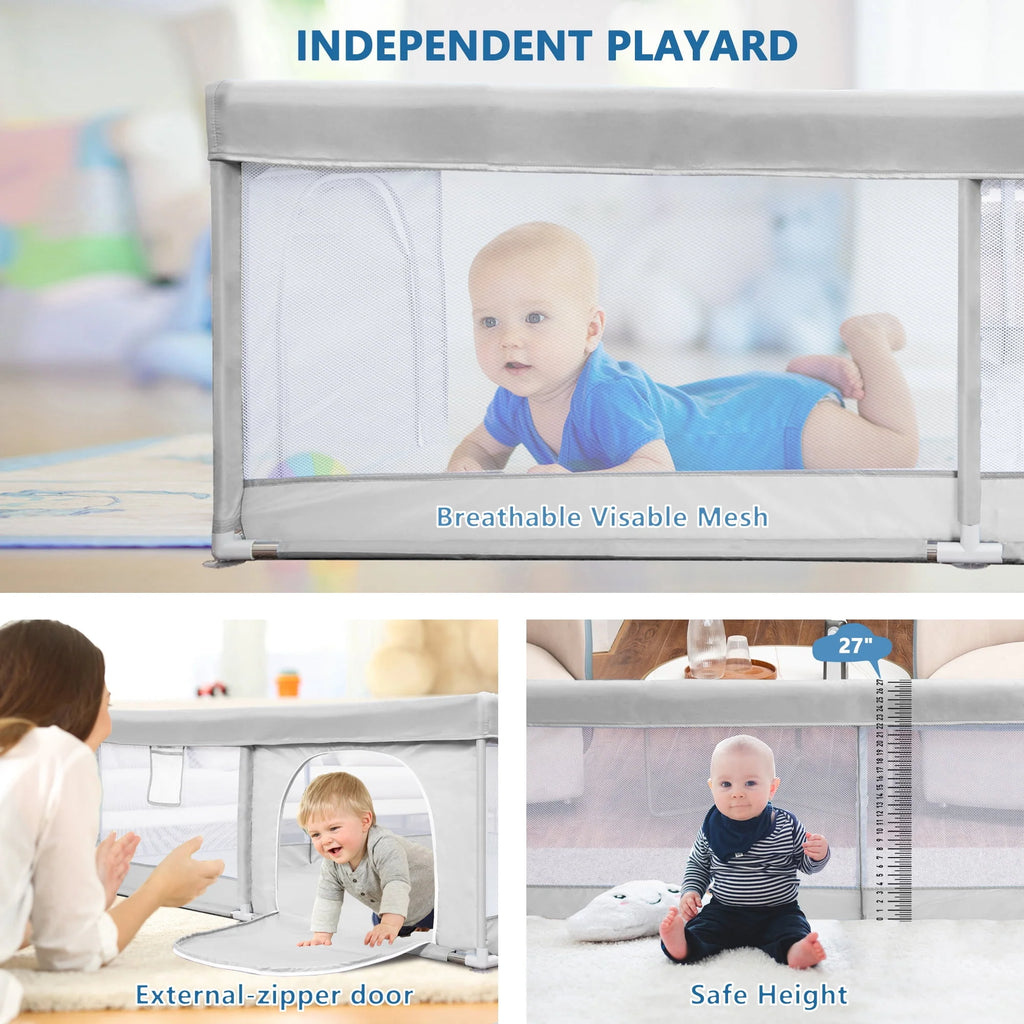 TEAYINGDE Baby Playpen Large Play Yard for Toddlers, 47x47 Gray P238