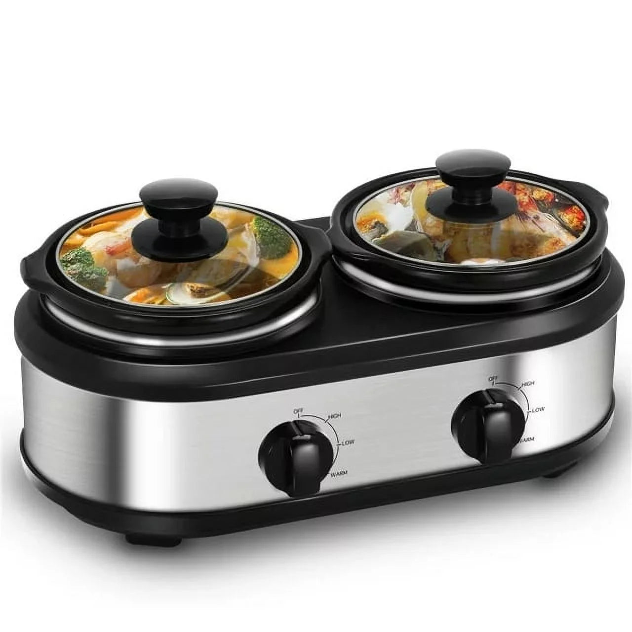 CozyHom 2.5QT Dual Pot Slow Cooker with Adjustable Temp R17780