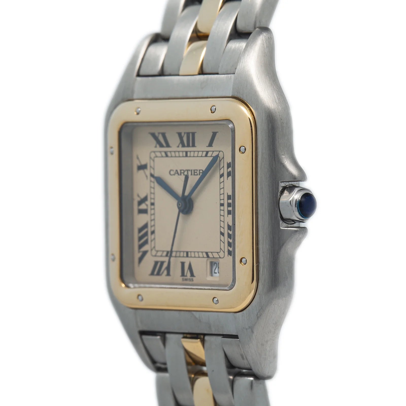 Cartier Panthere 18k Yellow Two Tone Quartz White Dial Watch 27mm C396