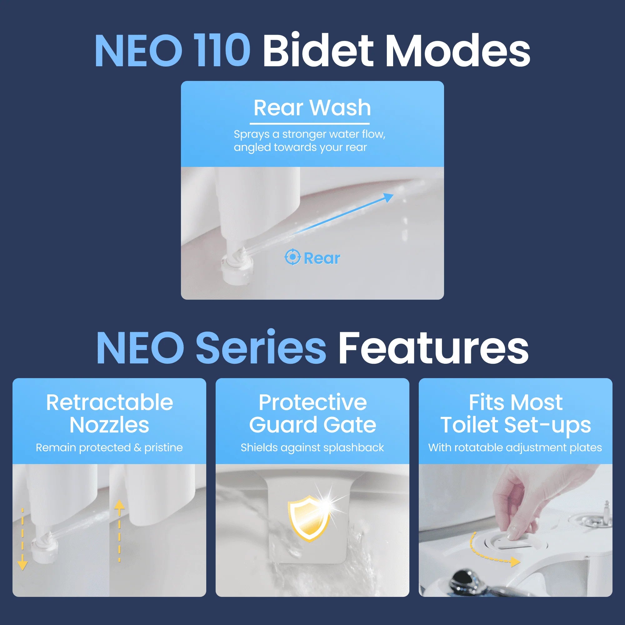 LUXE Bidet NEO 110 Non-Electric Bidet Attachment, Adjustable Water Pressure, Rear Wash F17793