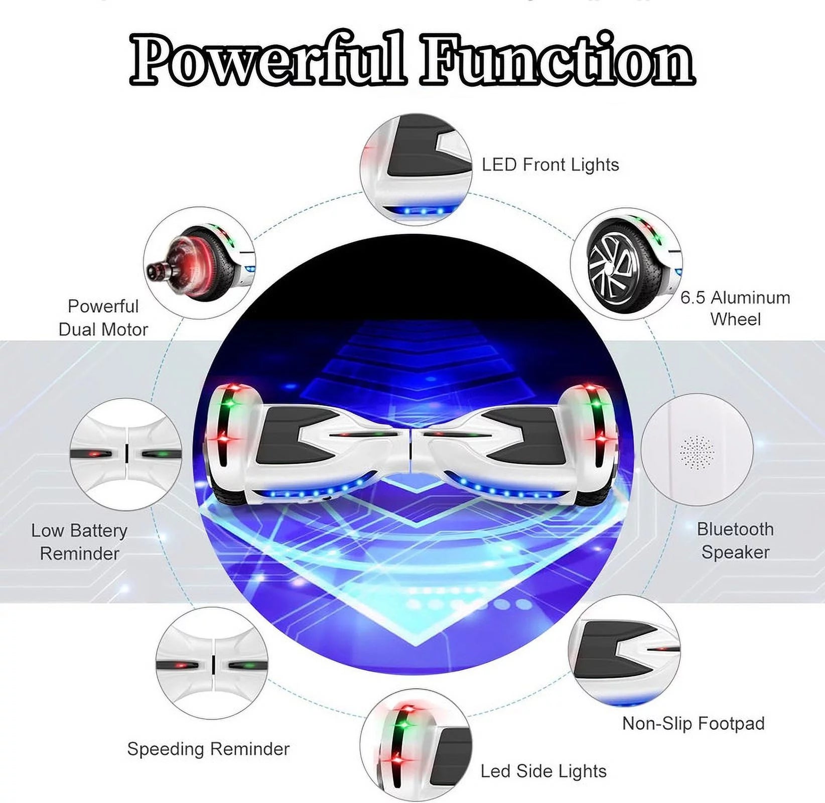LIEAGLE Hoverboard with Seat Attachment, 6.5 inch Self Balancing Scooter S62540