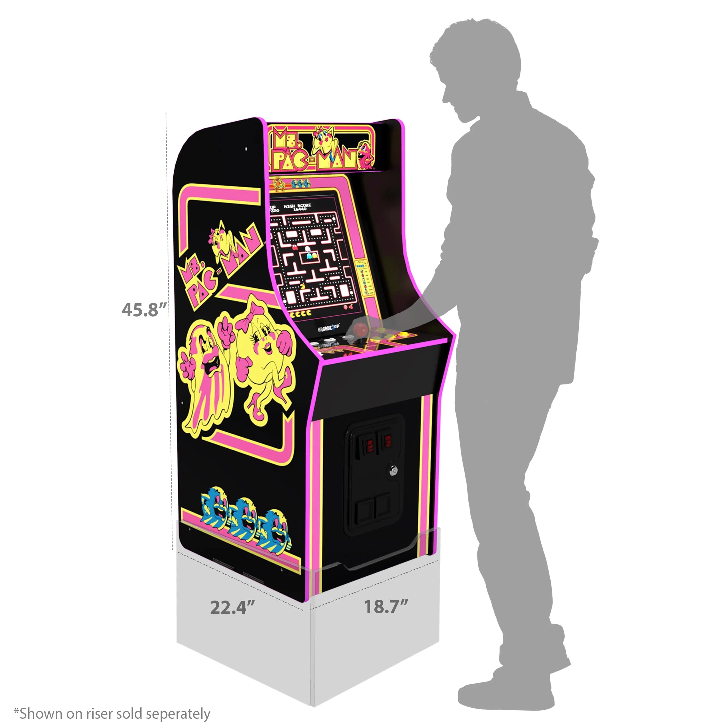 Arcade1Up Ms. PAC-MAN Classic Arcade Game, 4-ft Stand-Up Cabinet, 17-Inch Screen C17514