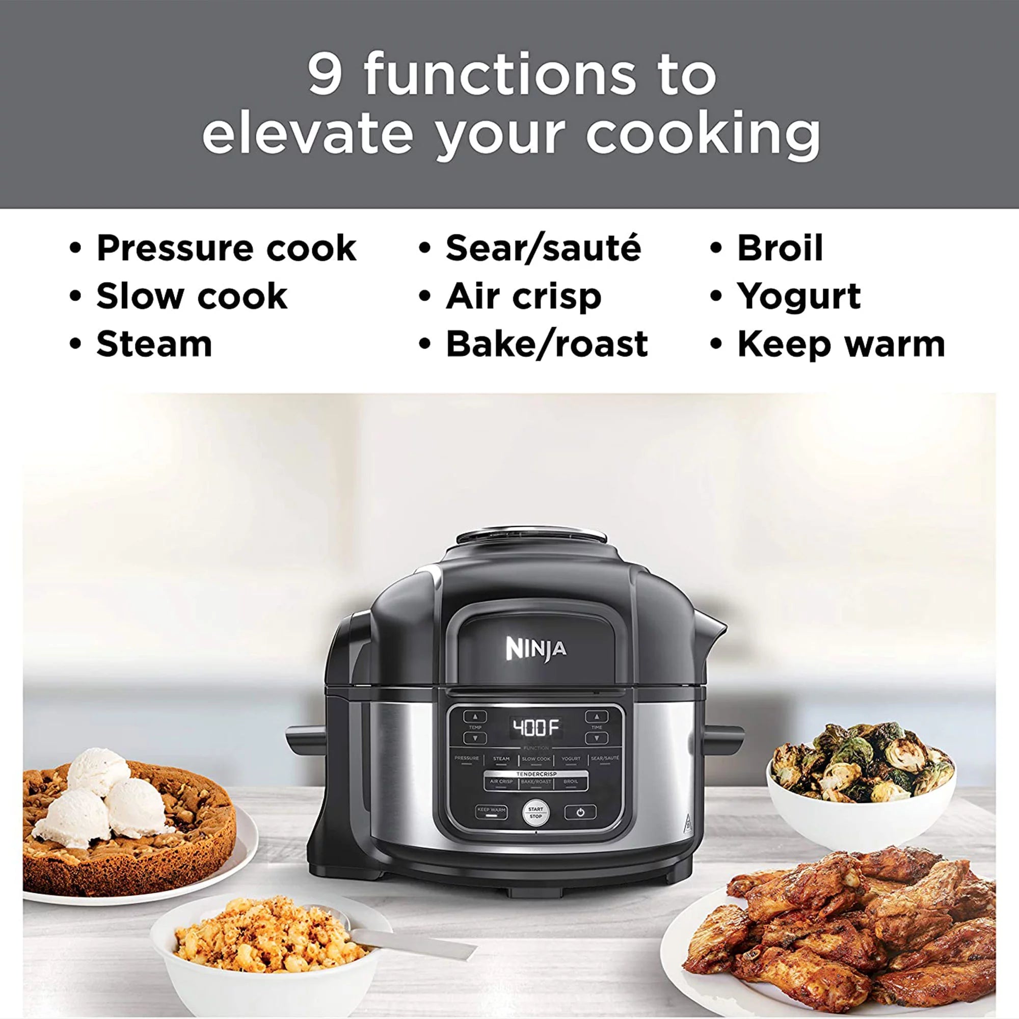 Ninja Foodi 9 in 1 Pressure Cooker and Air Fryer, Silver M1713