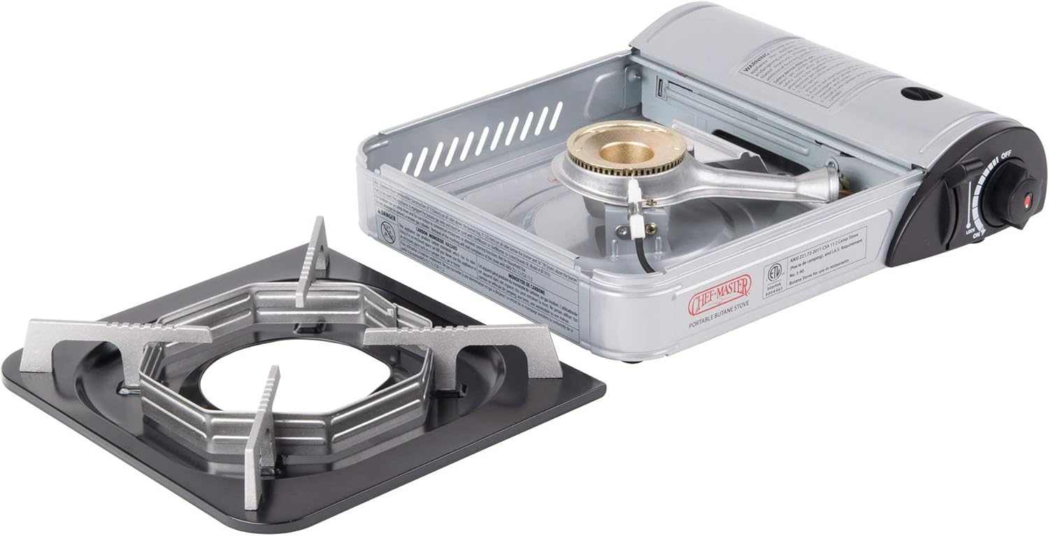 CHEF MASTER 90011 Portable Butane Stove with 4 Fuel Canisters P44091