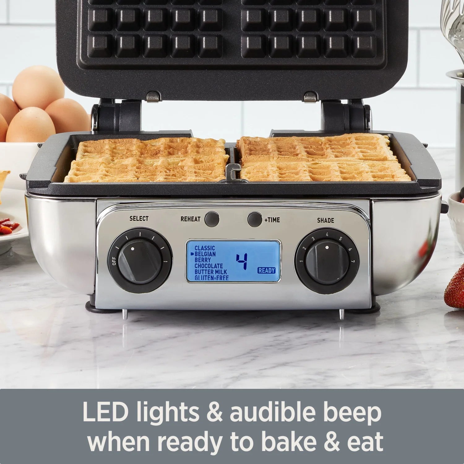 All-Clad Gourmet Digital Belgian Waffle Maker with Removable Plates P356246