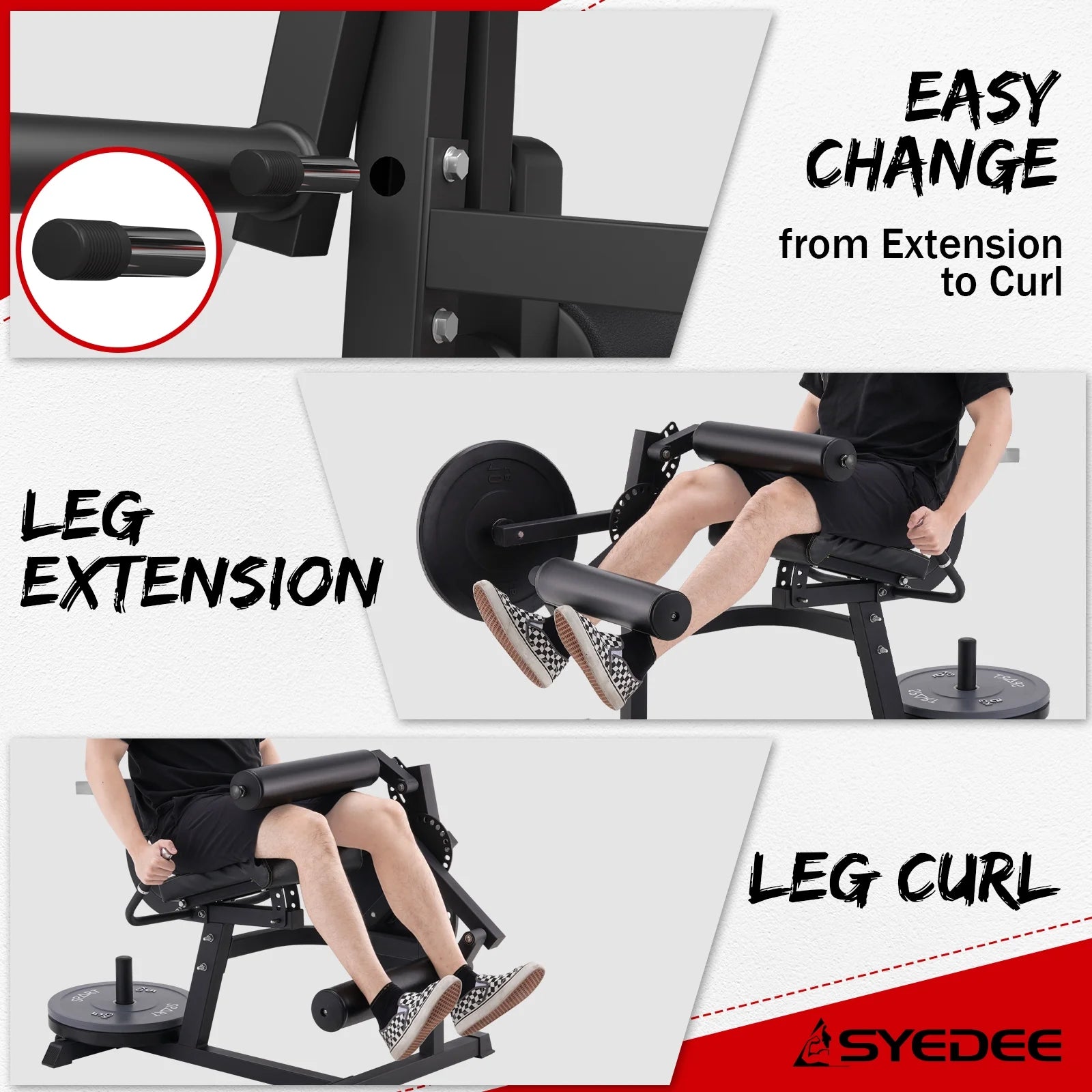syedee Leg Extension and Curl Machine, Adjustable Home Gym Bench M31268