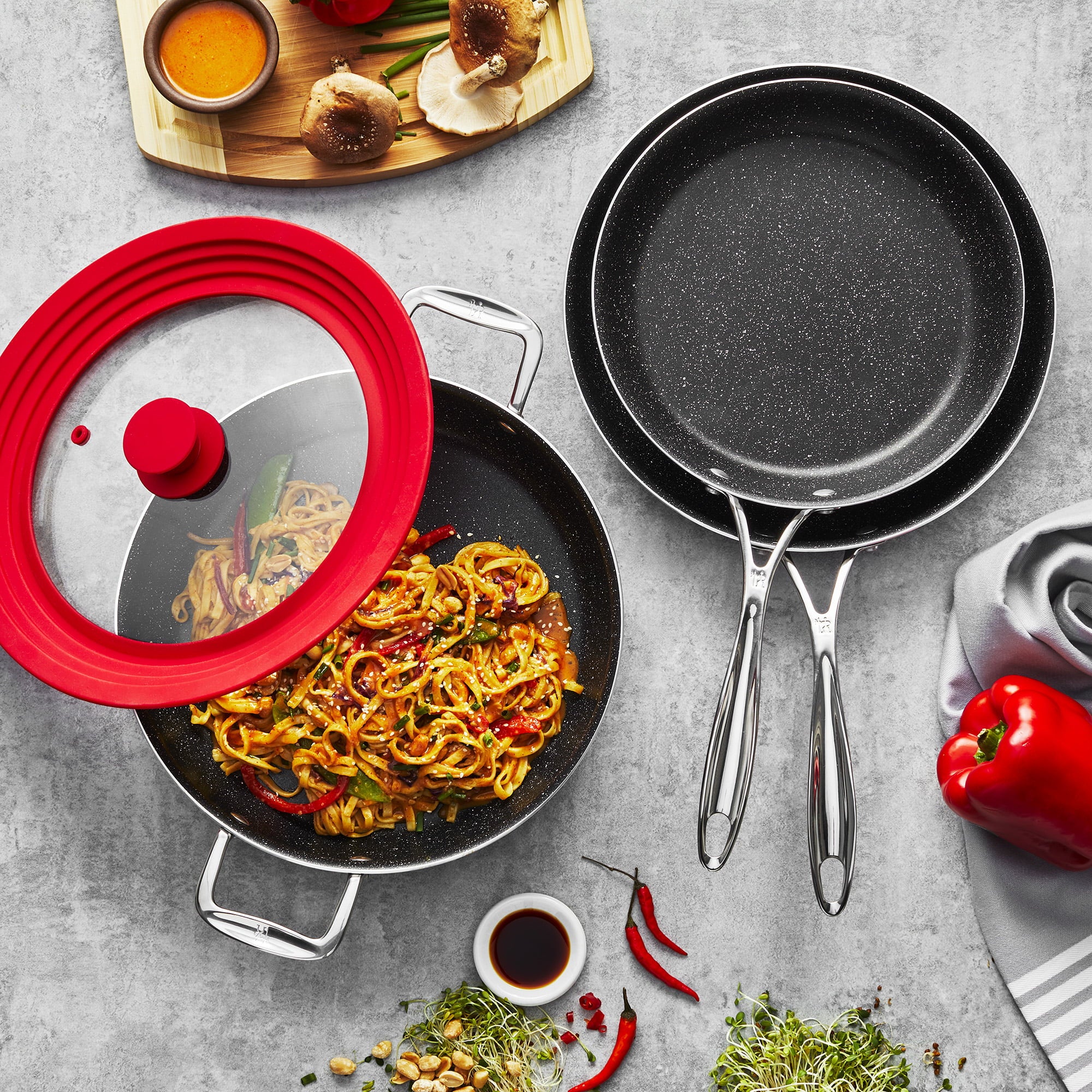Henckels Capri Notte 4-pc Aluminum Nonstick Cookware Set with Universal Lid V962227