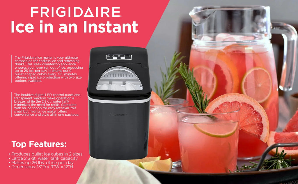 Frigidaire 26 lb. Countertop Ice Maker EFIC117-SS, Black Stainless Steel Y9301