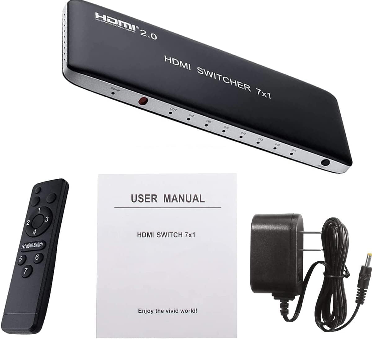 HDMI Switch 7x1 with IR Remote Control, 4K@60Hz, Pack of 2 F305043