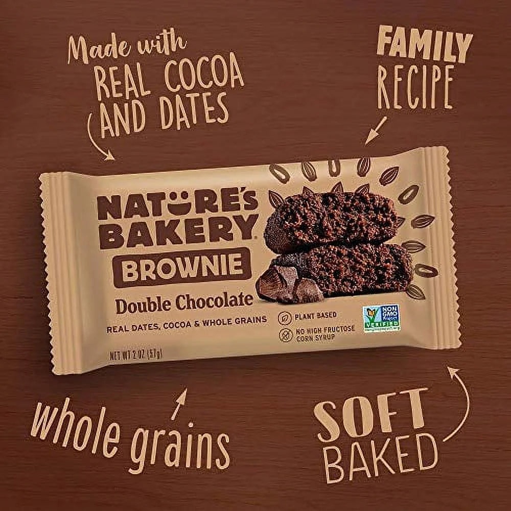 Nature’s Bakery Whole Wheat Fig Bars Double Chocolate Brownie, Vegan, 12 Twin Packs J69331