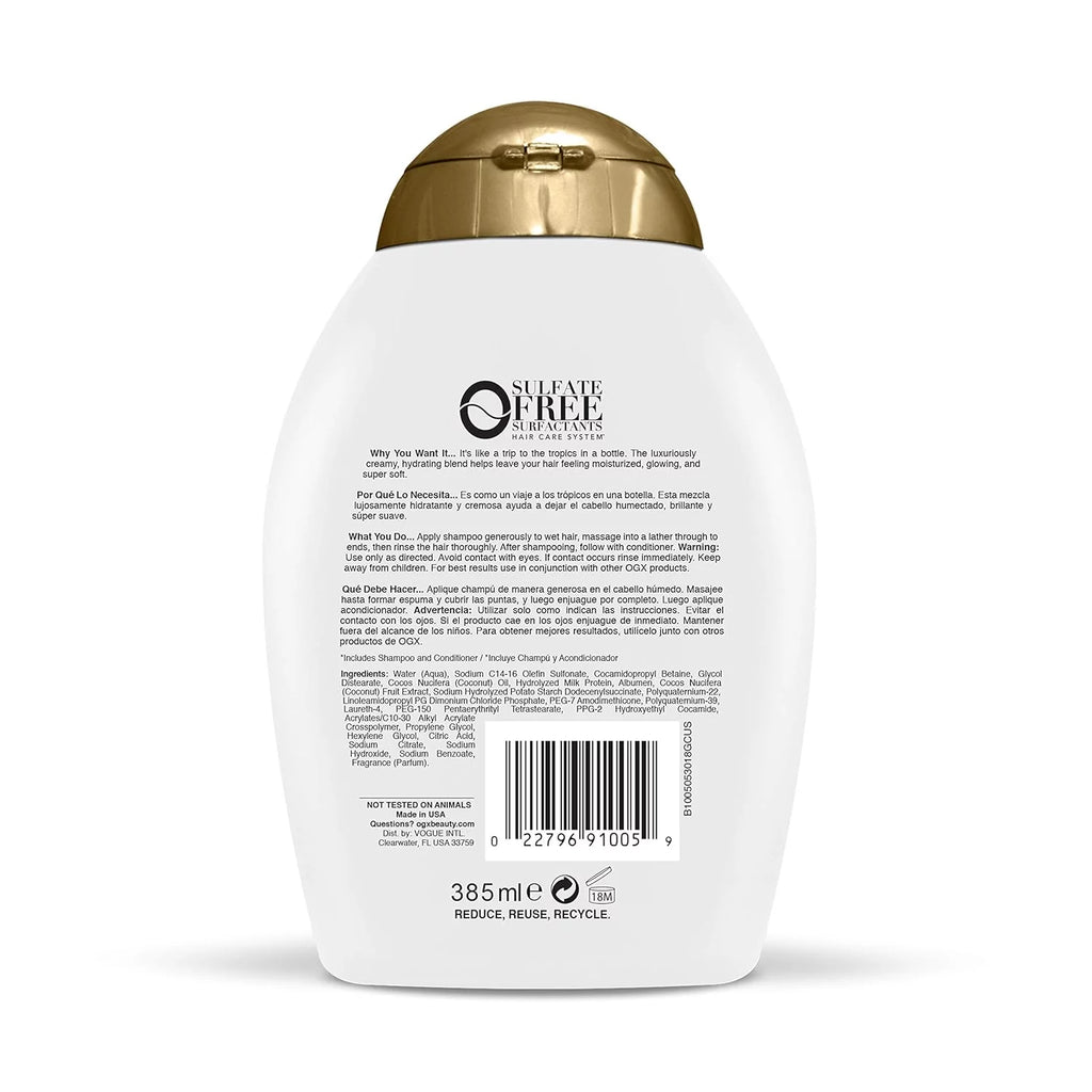 Organix Nourishing Shampoo, Coconut Milk, 13 oz, Pack of 2 L95614