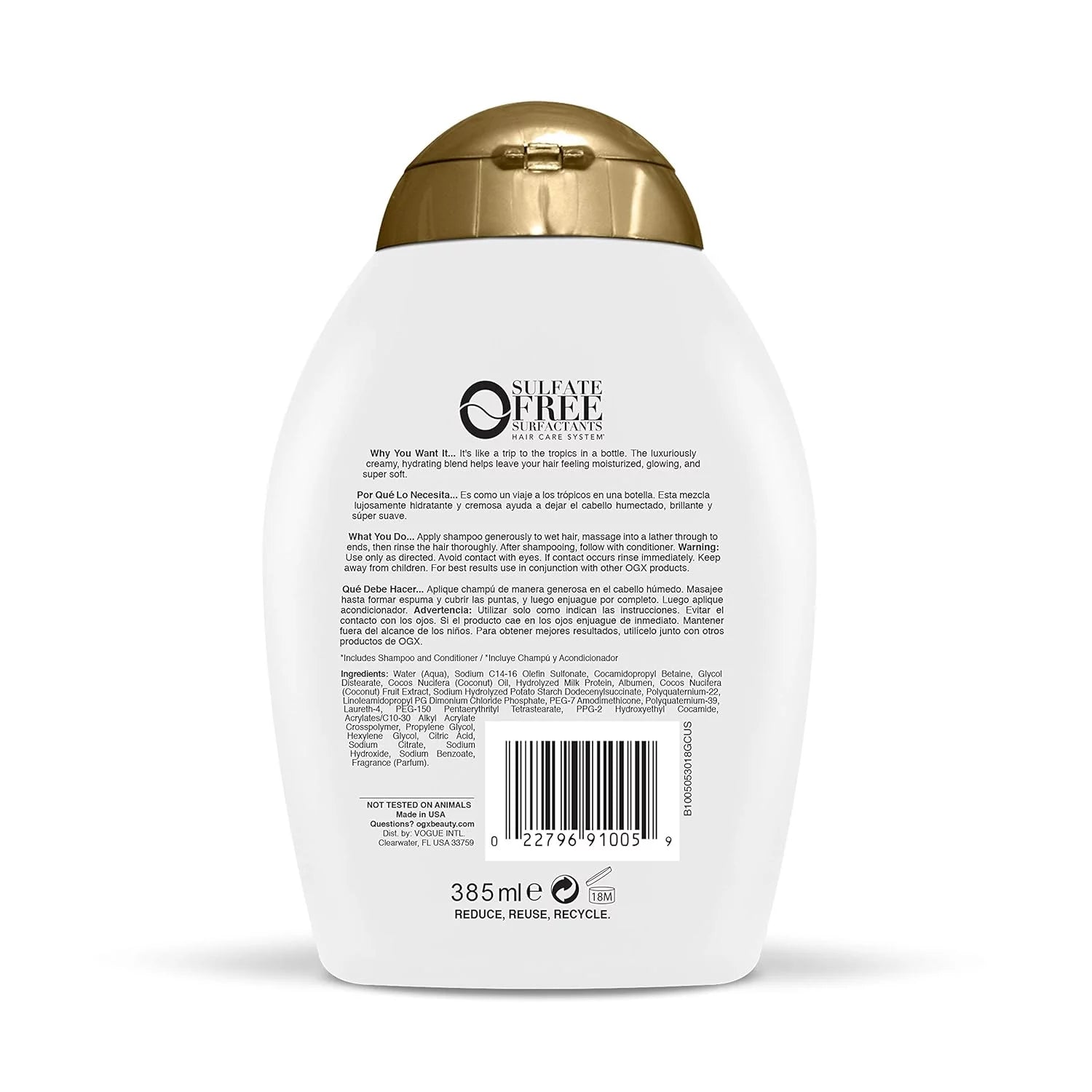 Organix Nourishing Shampoo, Coconut Milk, 13 oz, Pack of 2 L95614