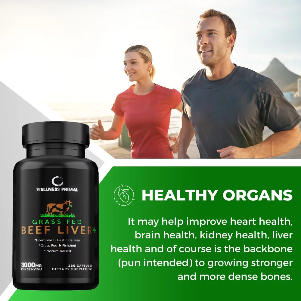 Wellness Primal Beef Liver Supplement Desiccated Grass Fed, 180 Capsules (3 Bottle) J4604