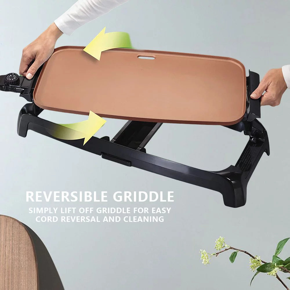 Nonstick Ceramic Electric Griddle - 200 Sq Inch Cooking Surface U147