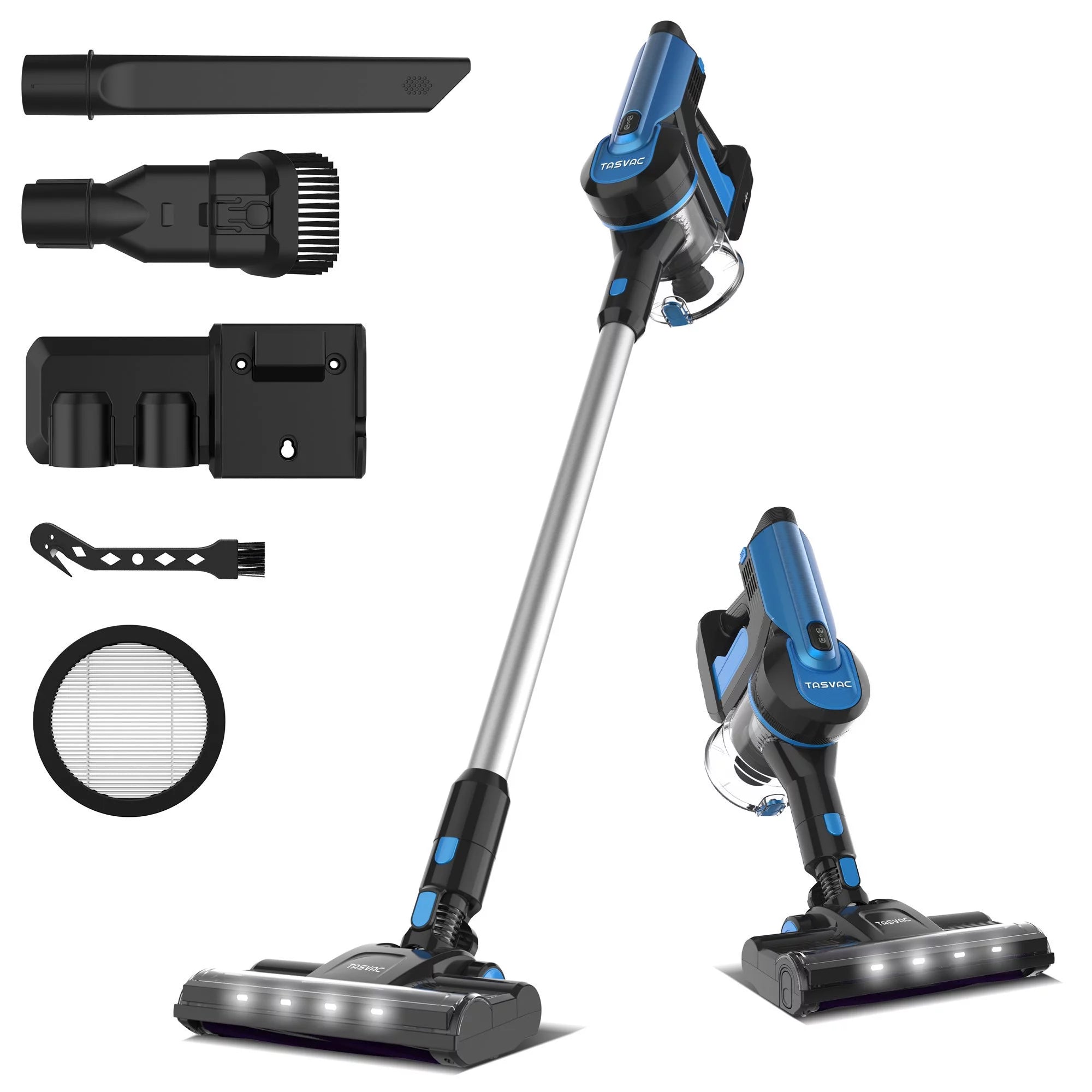 TASVAC Portable Stick Vacuum Cleaner, 260W Electric Broom Vacuum, 23 Kpa 6 in 1 Powerful Vacuum Cordless Lightweight, Up to 50min Runtime, 5 Cyclone Filter for Home, Office
