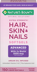 Nature's Bounty Optimal Solutions Advanced Hair, Skin and Nail Biotin & Vitamins A, C, & E Softgels, 150 Count