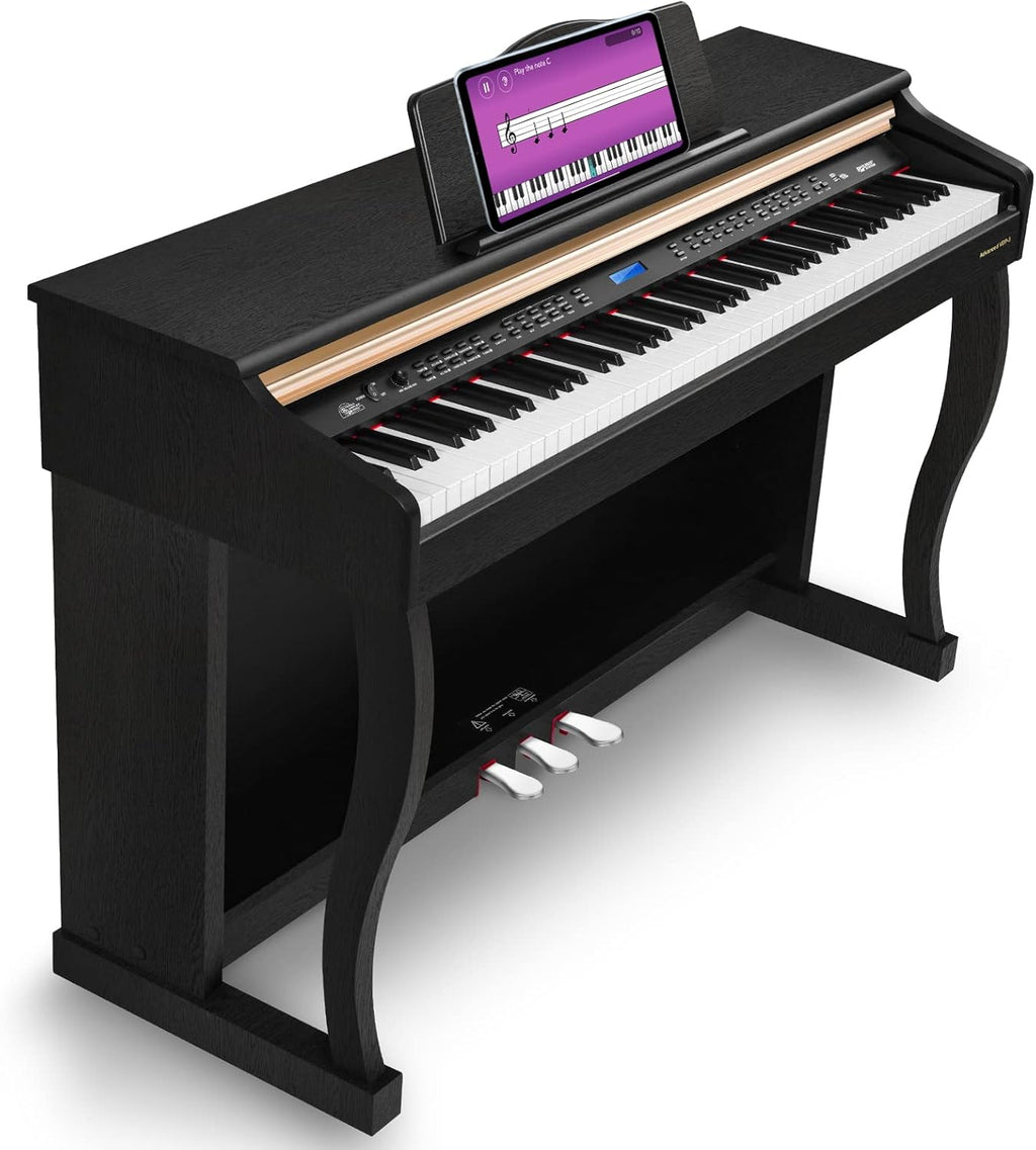 Digital Piano, 88 Key Weighted Home Piano Bundle for Beginner Professional with Furniture Stand, Slide Key Cover, Black, by Vangoa