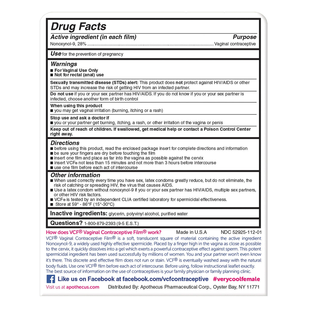 VCF Vaginal Contraceptive Film, 9 Ct A9428