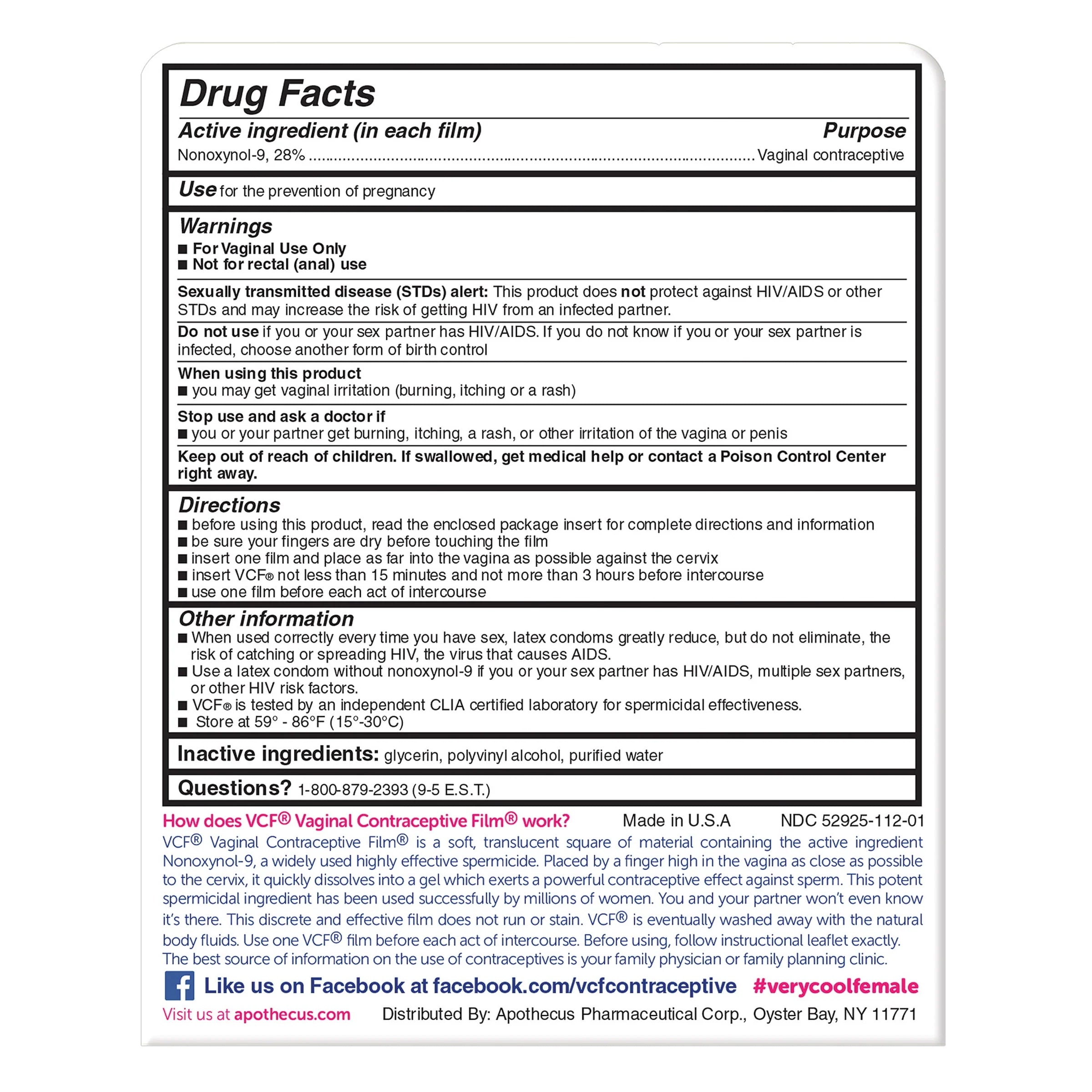 VCF Vaginal Contraceptive Film, 9 Ct A9428