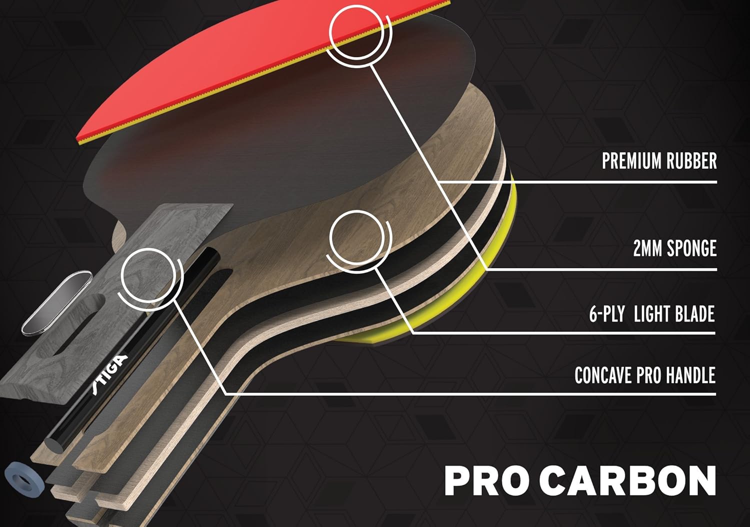 STIGA Pro Carbon Table Tennis Racket H85596
