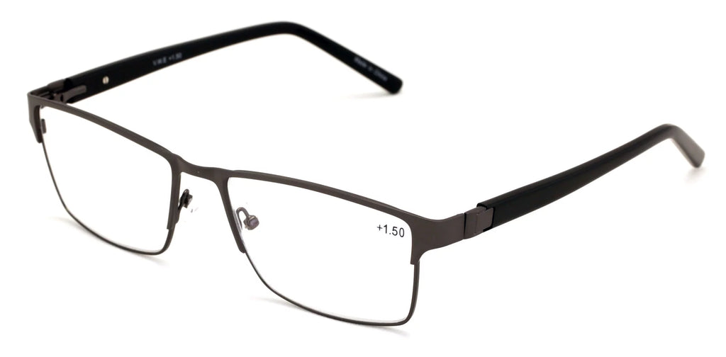Men Premium Rectangle Metal with Plastic Temple Extra Large Reader - 152mm Wide Frame Reading Glasses