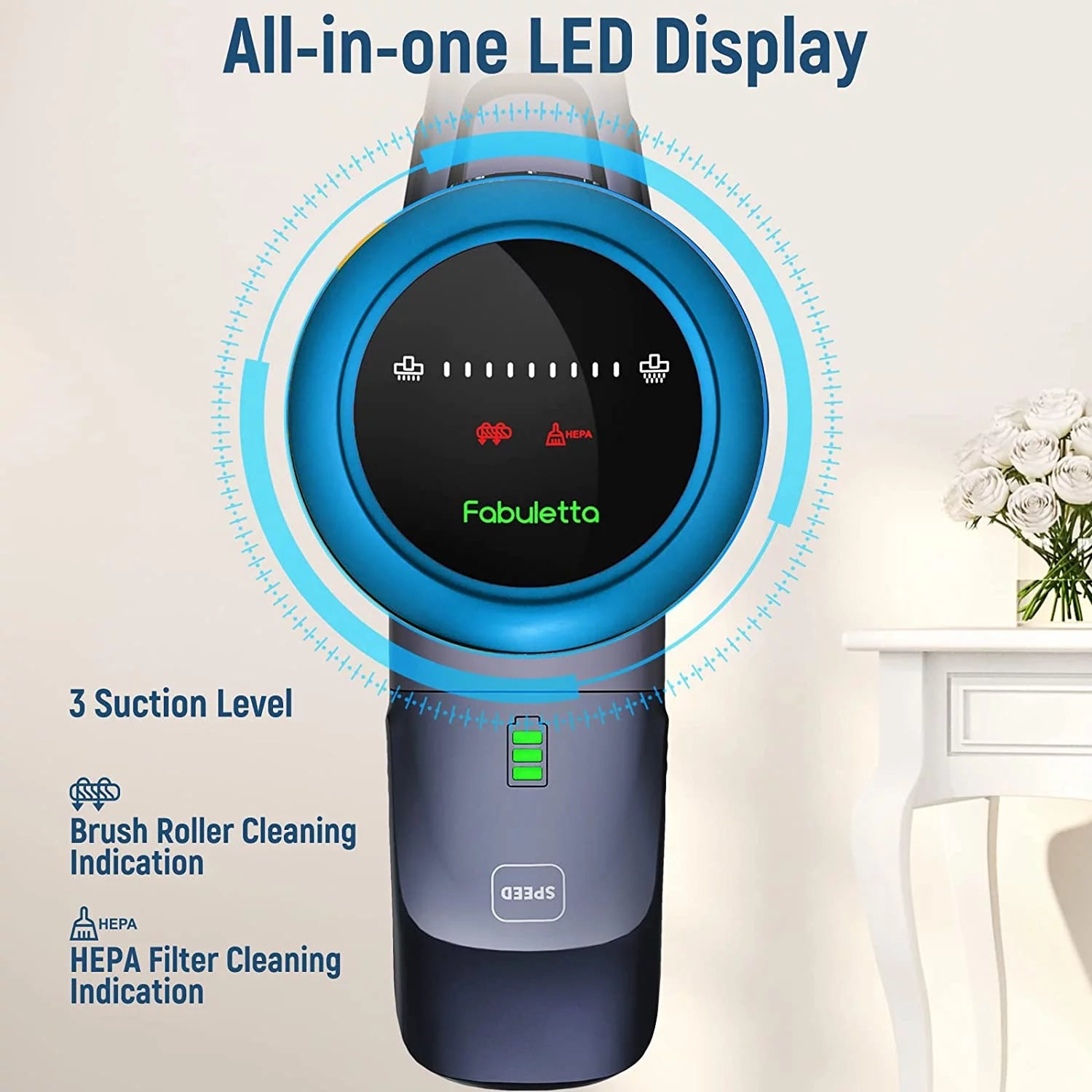 Fabuletta Cordless Vacuum 24Kpa, 6-in-1 Stick Vacuum Cleaner, FSV001 Blue N363538