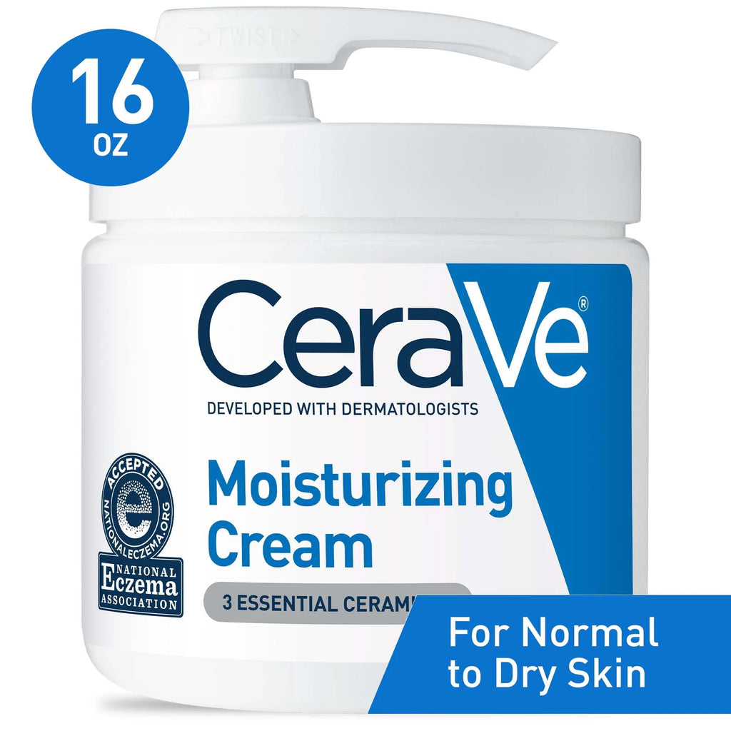 CeraVe Moisturizing Cream for Face and Body, Daily Moisturizer for Normal to Dry Skin with Pump, 16 oz.
